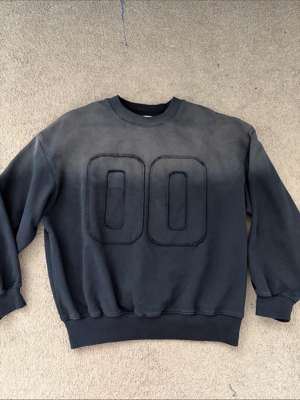 bohme Black Washed Crewneck Sweatshirt with '00' Applique